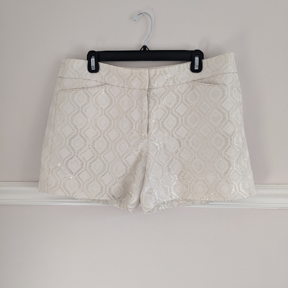 WHBM White and Gold Shorts, size 12